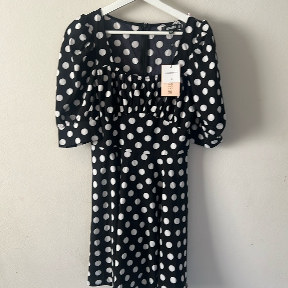 Missguided Rushed bust skater dress polka dot sz 4